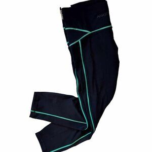 Nike Pro Training Leggings Mid Rise, 7/8 Length Plus Size 1X Black, Mint Gree…